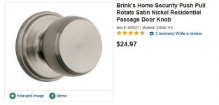 Shop Brink's Home Security Push Pull Rotate Satin Nickel Residential Passage Doo Window title ...jpg